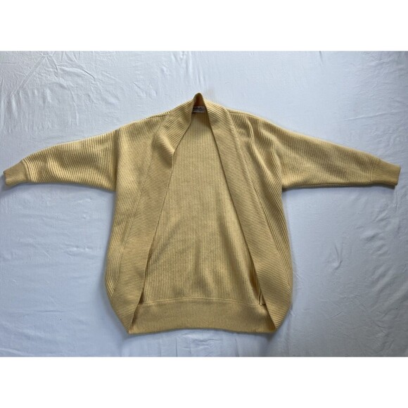Yellow Cardigan Linda Allard Ellen Tracy Open Sweater Medium Wool/Angora - Picture 4 of 12